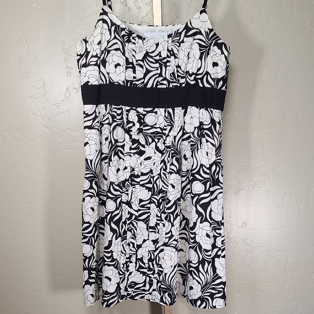 Charlotte Russe Black and White Floral Mini Dress Large 100%‎ Cotton Y2K